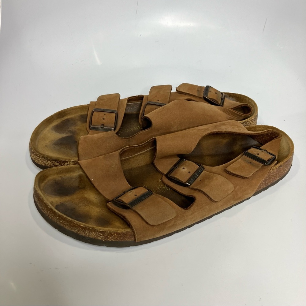 Birkenstock Milano sling back sandals tan leather men’s size 46 13 boho trendy - Picture 3 of 8